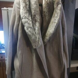 Ralph Lauren Tan Coat with Faux Fur Collar